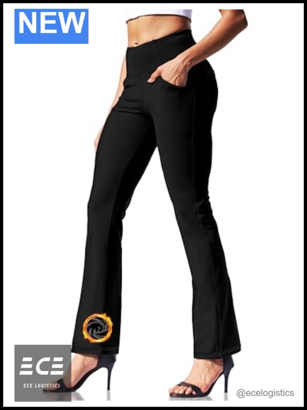 Fleece Lined Leggings Flare High Waisted 4 Pockets Thermal Yoga Pants